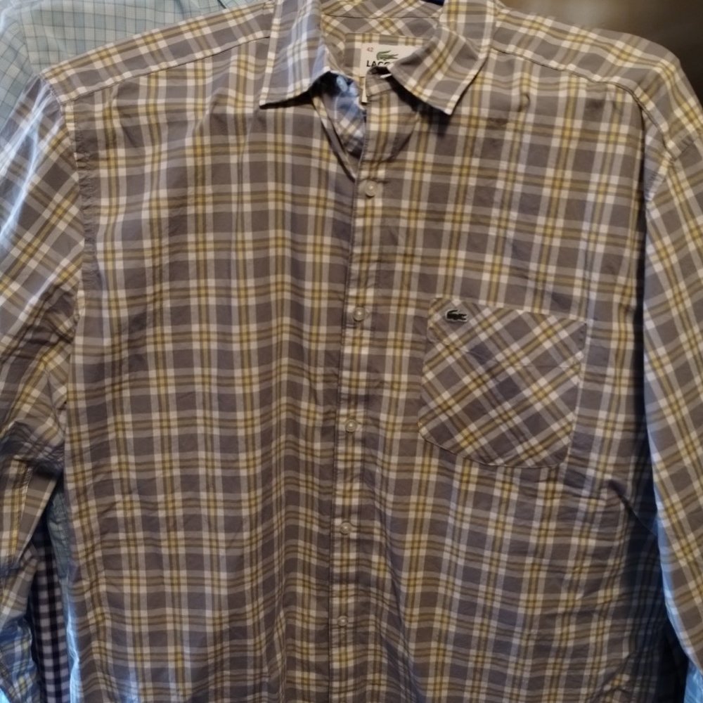 Lacoste Multi Colored Button Down Shirt Size 42 S… - image 1